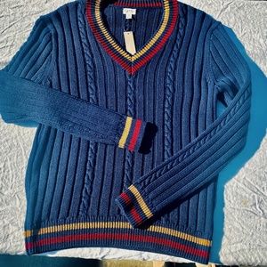 J Crew cable knit varsity style sweater